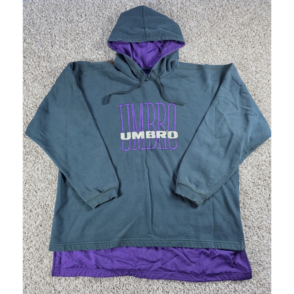 Vintage Umbro Hoodie Size Large Embroidered Green Purple Soccer